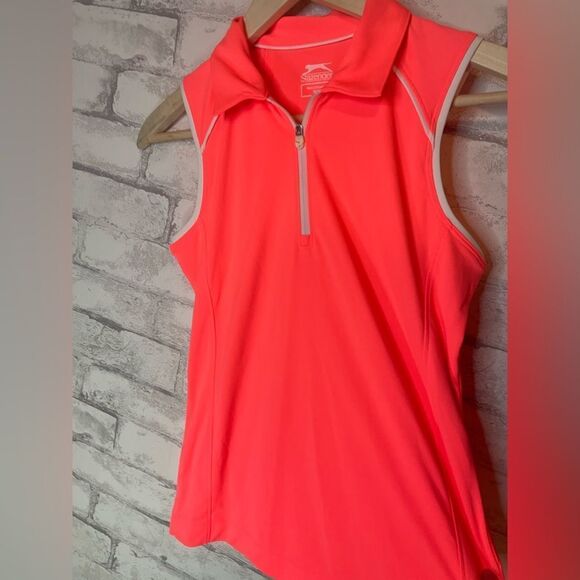 Slazenger Neon Orange Pink Zip up Golf Pickleball Tennis Tank - Picture 4 of 7